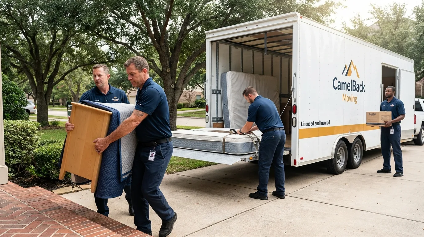 Crew loading residential truck for cross-state move from Lexington, VA