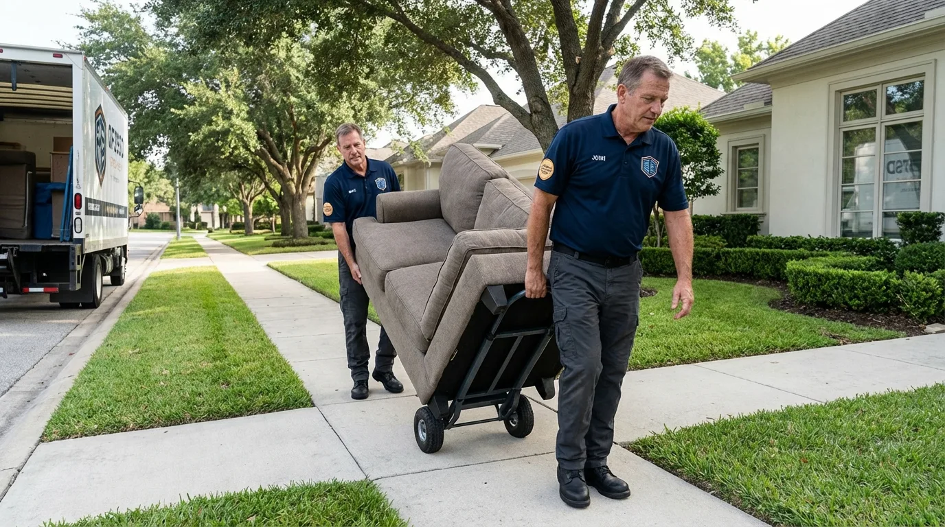 Local residential moving crew loading furniture in Lexington, VA