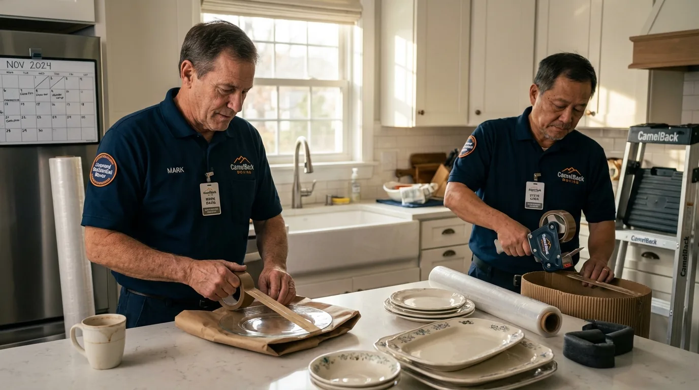 Professional crew packing kitchen dishware in Lexington, VA